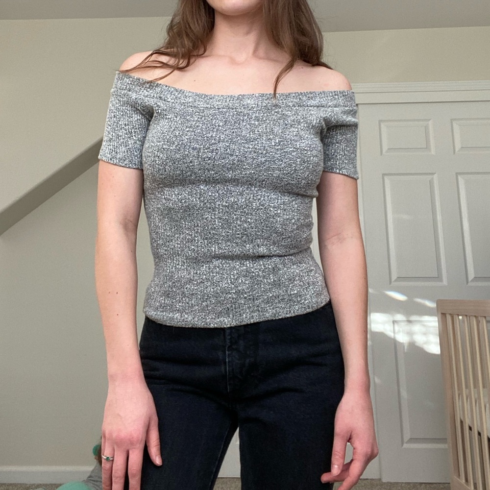 Fashion Nova grey off the shoulder top
